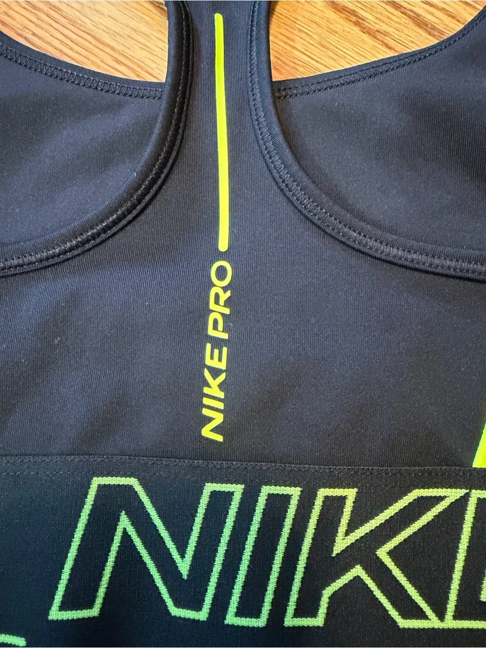 Nike Black Sports Bra with Volt Accents